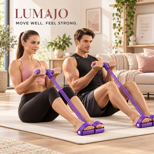 4 Tube Pedal Resistance Band – Multi-Function Exerciser with Handles for Abs, Arms & Full Body Workout