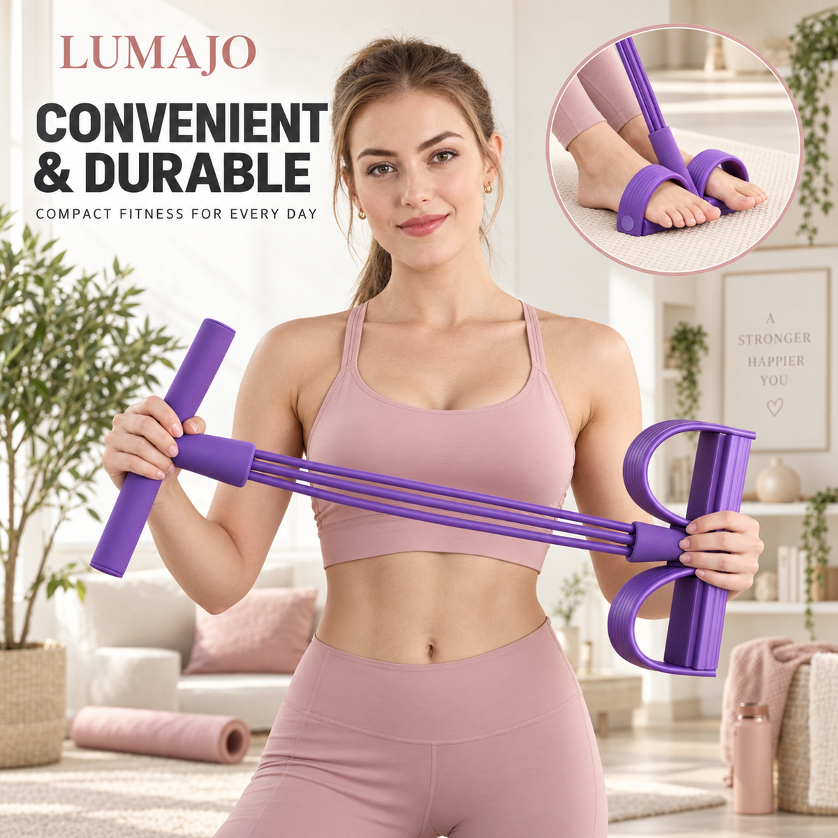 4 Tube Pedal Resistance Band – Multi-Function Exerciser with Handles for Abs, Arms & Full Body Workout