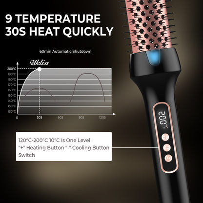 Heated Styling Brush 3-in-1 Ionic Hair Curler/Straightener with Anti-Scald Electric Curl Wand Curling Iron Hair Styling Tools
