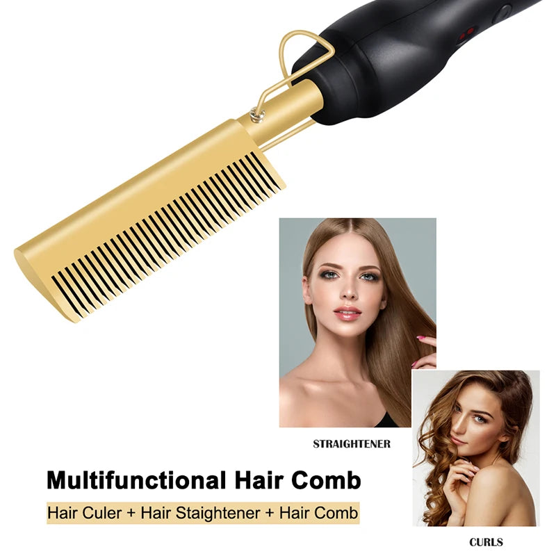 Professional Electric Ceramic Ionic Hair Straighten Straightener Brush Hot Comb Pressing Electric Hot Comb Hair Straightener