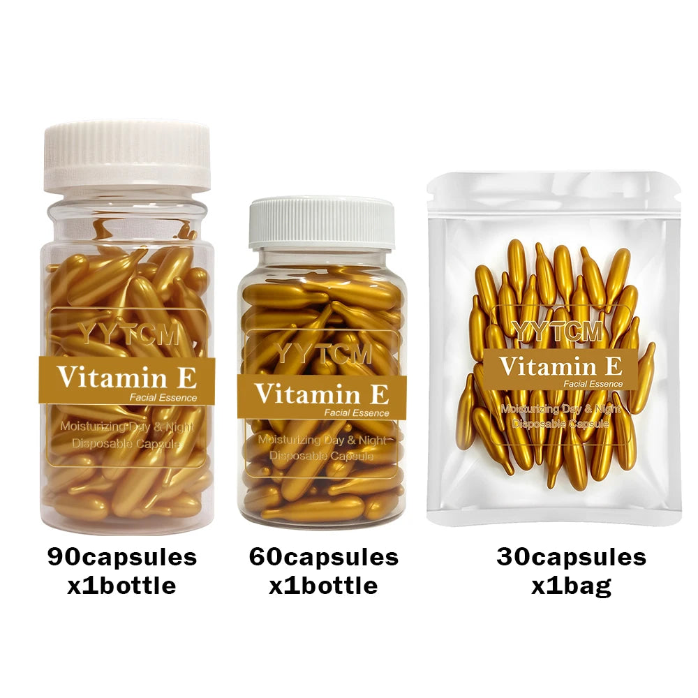Vitamin E Serum Capsules, Single-Use Essence Capsules, Hydrating and Moisturizing Facial Skin 90 Capsules/Bottle - 1 Bottle