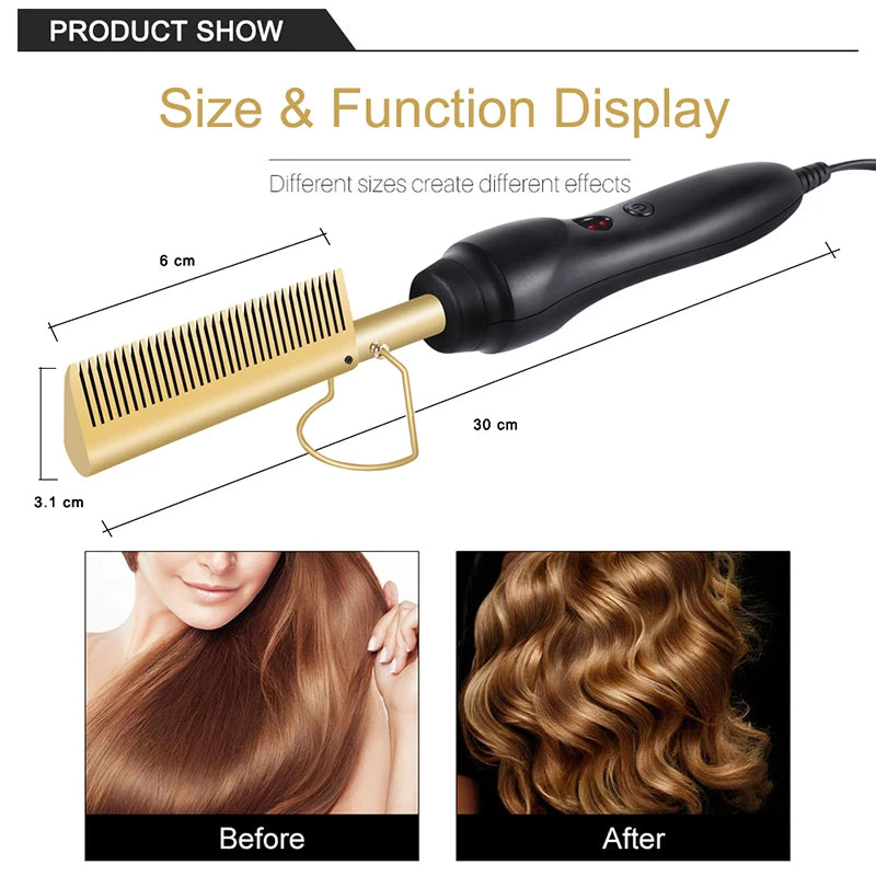 Professional Electric Ceramic Ionic Hair Straighten Straightener Brush Hot Comb Pressing Electric Hot Comb Hair Straightener