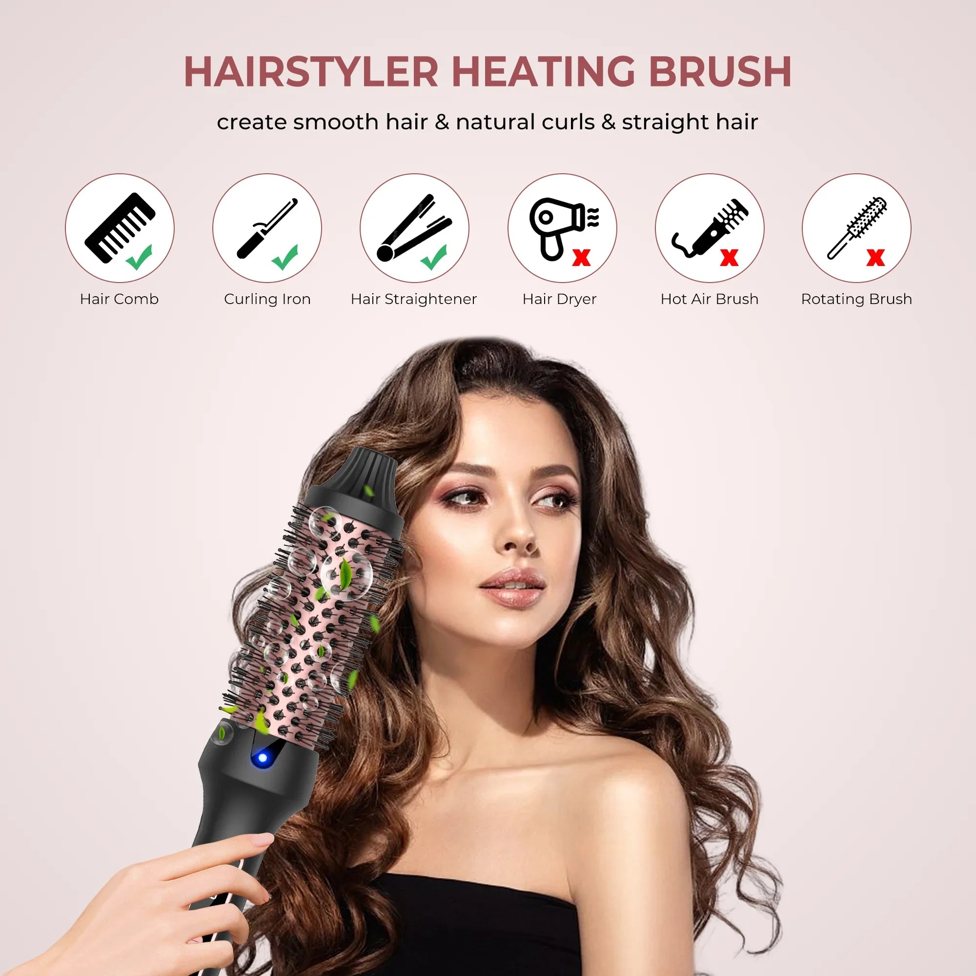 3-in-1 Ionic Heated Styling Brush with Anti-Scald Technology