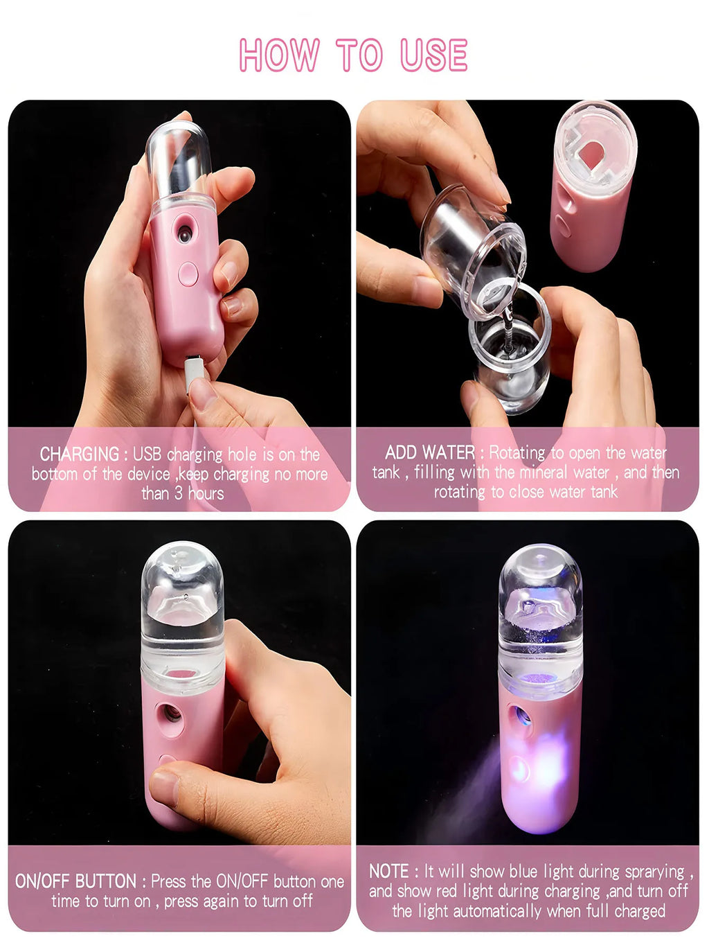 USB Mist Facial Sprayer  Humidifier Rechargeable Nebulizer Face Steamer Moisturizing Beauty Instruments Face Skin Care Tools