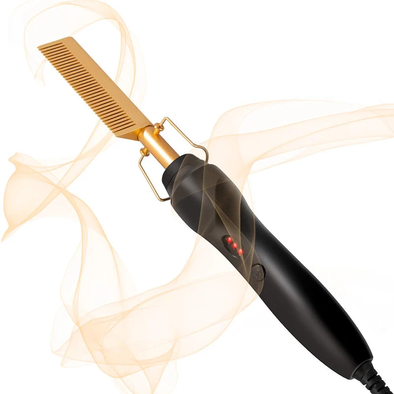 Professional Electric Ceramic Ionic Hair Straighten Straightener Brush Hot Comb Pressing Electric Hot Comb Hair Straightener