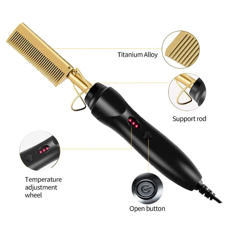 Professional Electric Ceramic Ionic Hair Straighten Straightener Brush Hot Comb Pressing Electric Hot Comb Hair Straightener