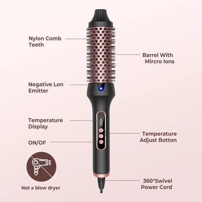 Heated Styling Brush 3-in-1 Ionic Hair Curler/Straightener with Anti-Scald Electric Curl Wand Curling Iron Hair Styling Tools