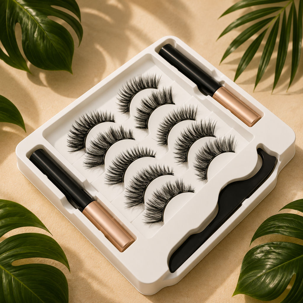 Magnetic Eyelashes Set with Eyeliner & Tweezers | Lumajo