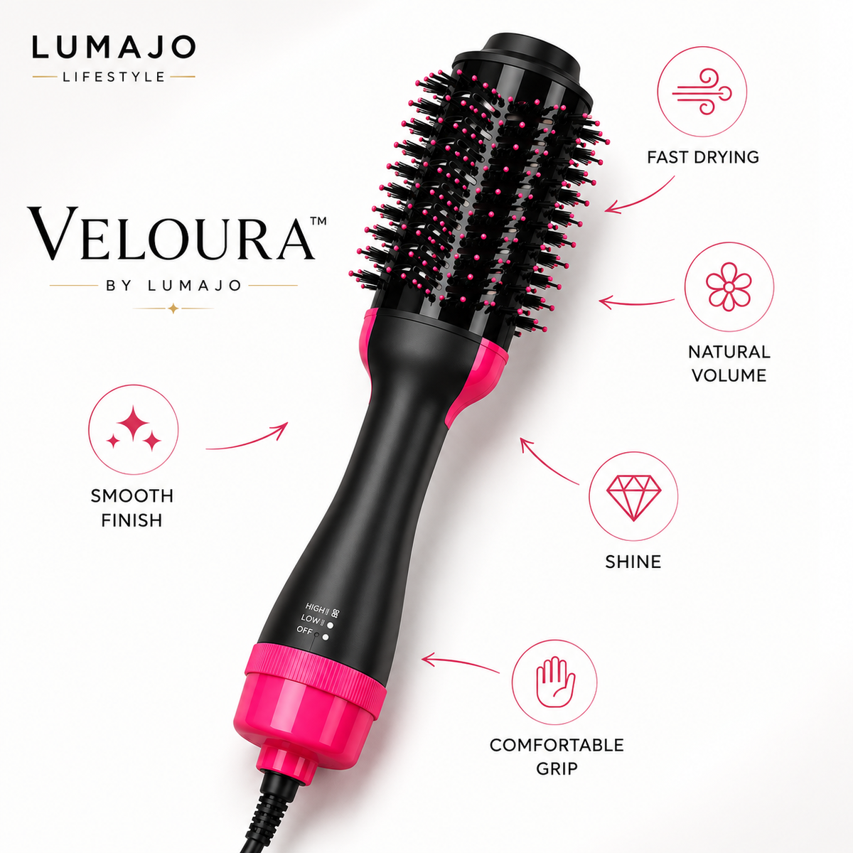 2-in-1 Hair Dryer & Volumising Brush | Lumajo